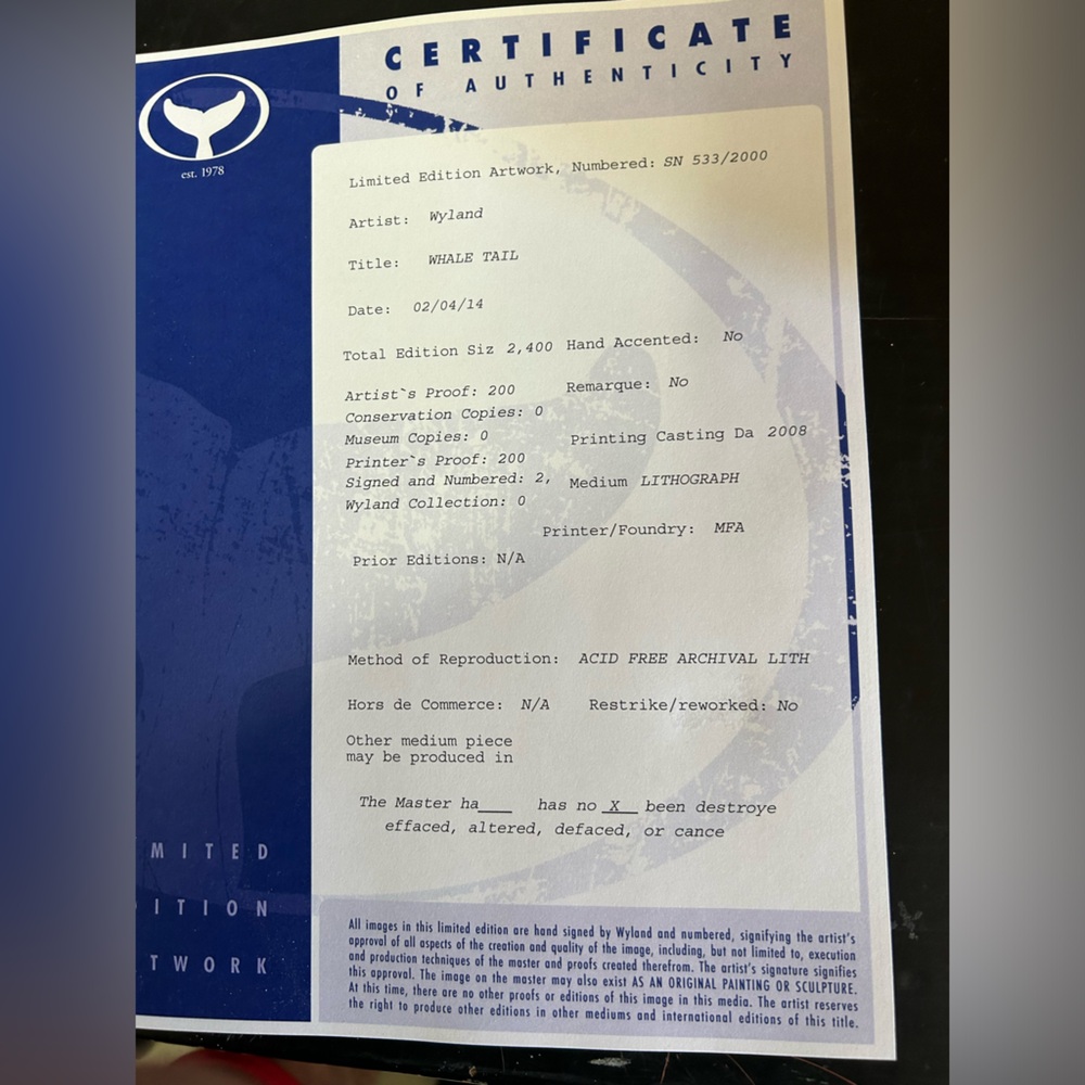 Wyland Lithograph Limited Edition